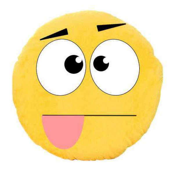 Soft Smiley Emoticon Yellow Round Cushion Pillow Stuffed Plush Toy Doll (Craziness)